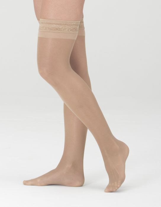 Medi Sheer&Soft Thigh High With Silicone Lace Band 815mmHg Closed Toe, A, Natural