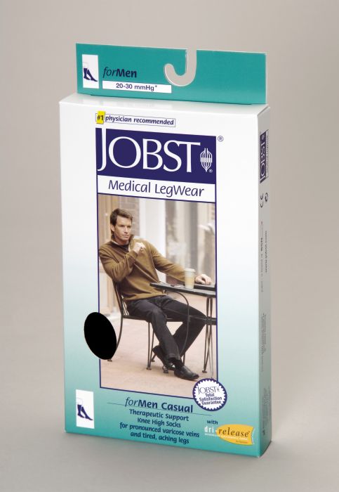 Jobst For Men Casual Compression Support Knee High 20-30mmHg, Small, Black